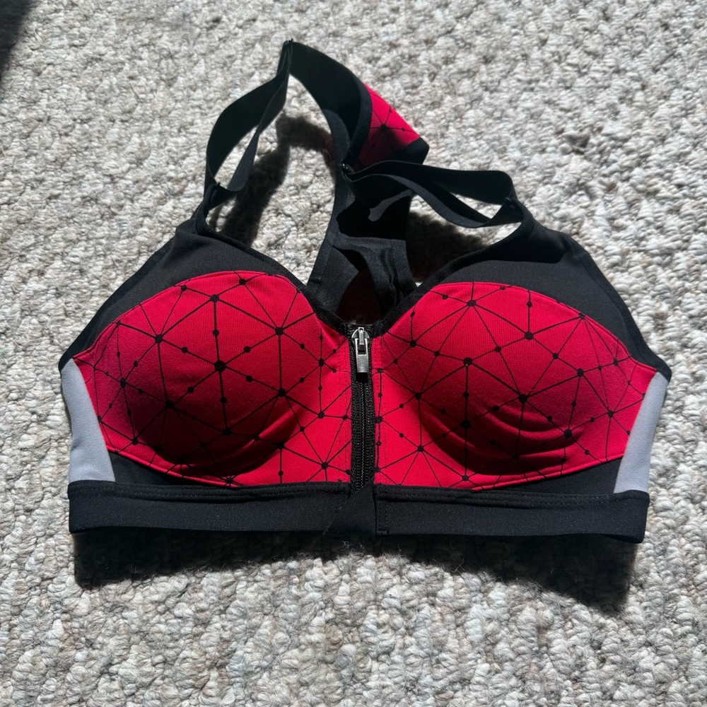 Victoria's Secret Black and Red geometric Sports Bra 32a